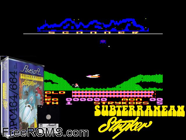 Subterranean Stryker (UK) (1985) [a1] Amstrad CPC game showing 3D box cover and gameplay screenshot